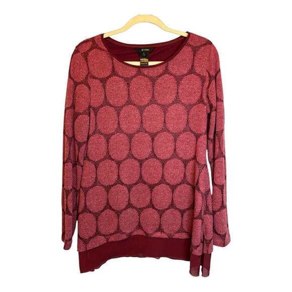 Ali Miles Sweater Women's Size Medium Polka Dot Red‎ Pink - Picture 1 of 4